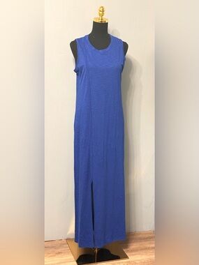 #1)  NWT Chico's Sleeveless Cobalt Blue Maxi Dress with Front Slit (super comfy)